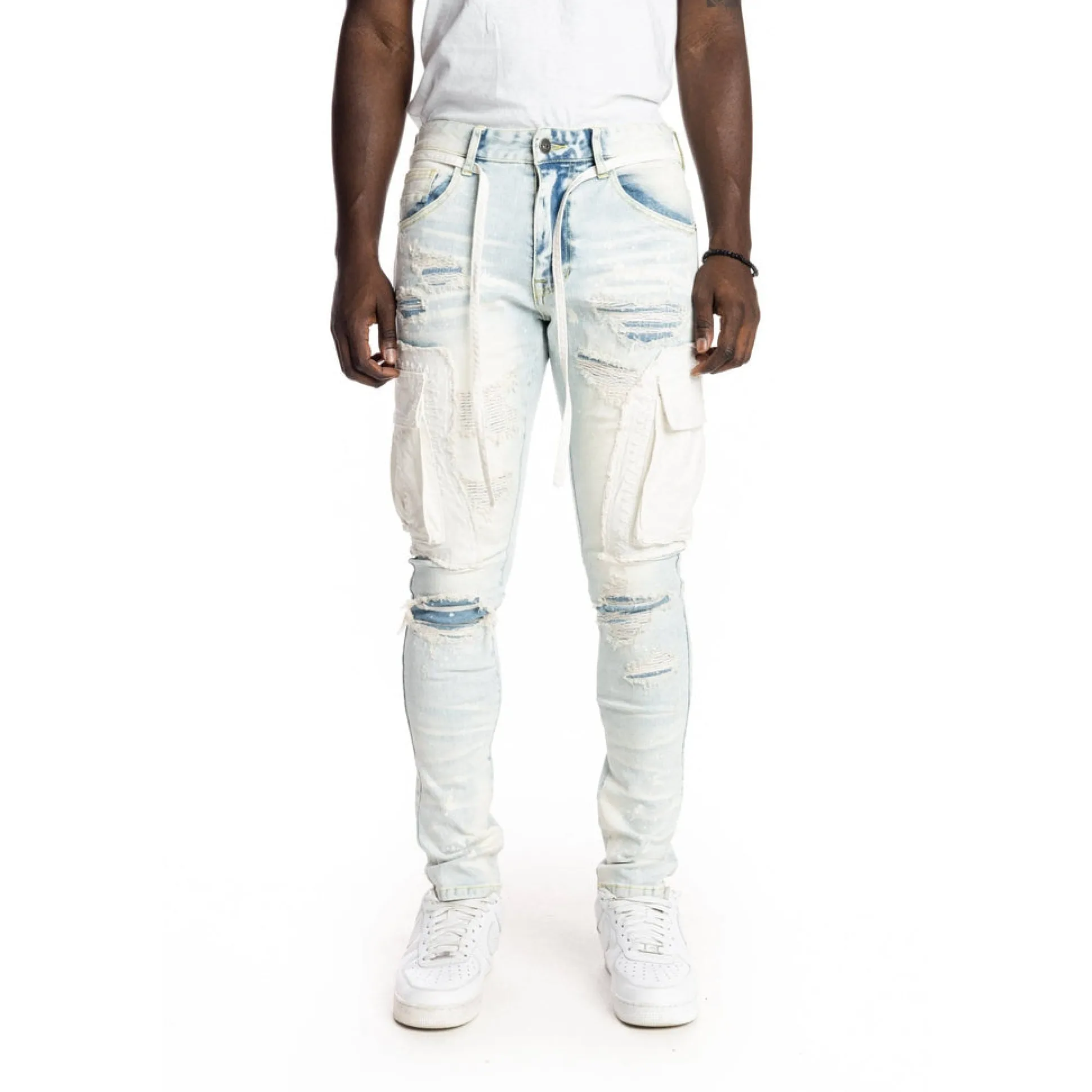 Belted Cargo Fashion Jeans