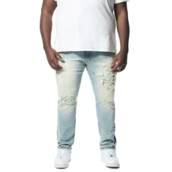 Big & Tall - Distressed Rip & Repair Slim Tapered Denim Jeans
