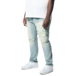 Big & Tall - Distressed Rip & Repair Slim Tapered Denim Jeans