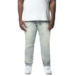 Big & Tall - Rip & Repaired Lightning Washed Denim Jeans