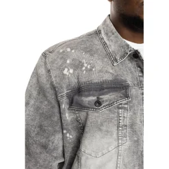 Bleached Detail Semi Basic Denim Jacket