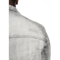 Bleached Detail Semi Basic Denim Jacket