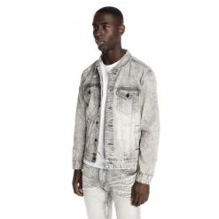 Bleached Detail Semi Basic Denim Jacket