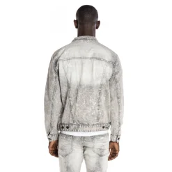 Bleached Detail Semi Basic Denim Jacket