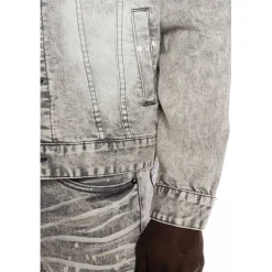 Bleached Detail Semi Basic Denim Jacket