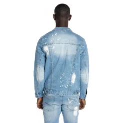 Bleached Detail Semi Basic Denim Jacket