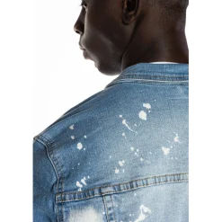 Bleached Detail Semi Basic Denim Jacket