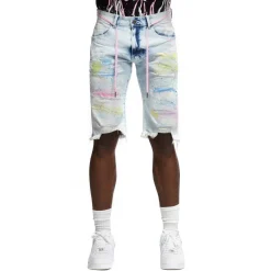 Color Stitch Denim Shorts