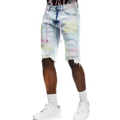 Color Stitch Denim Shorts