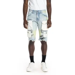 Colorblock Denim Short
