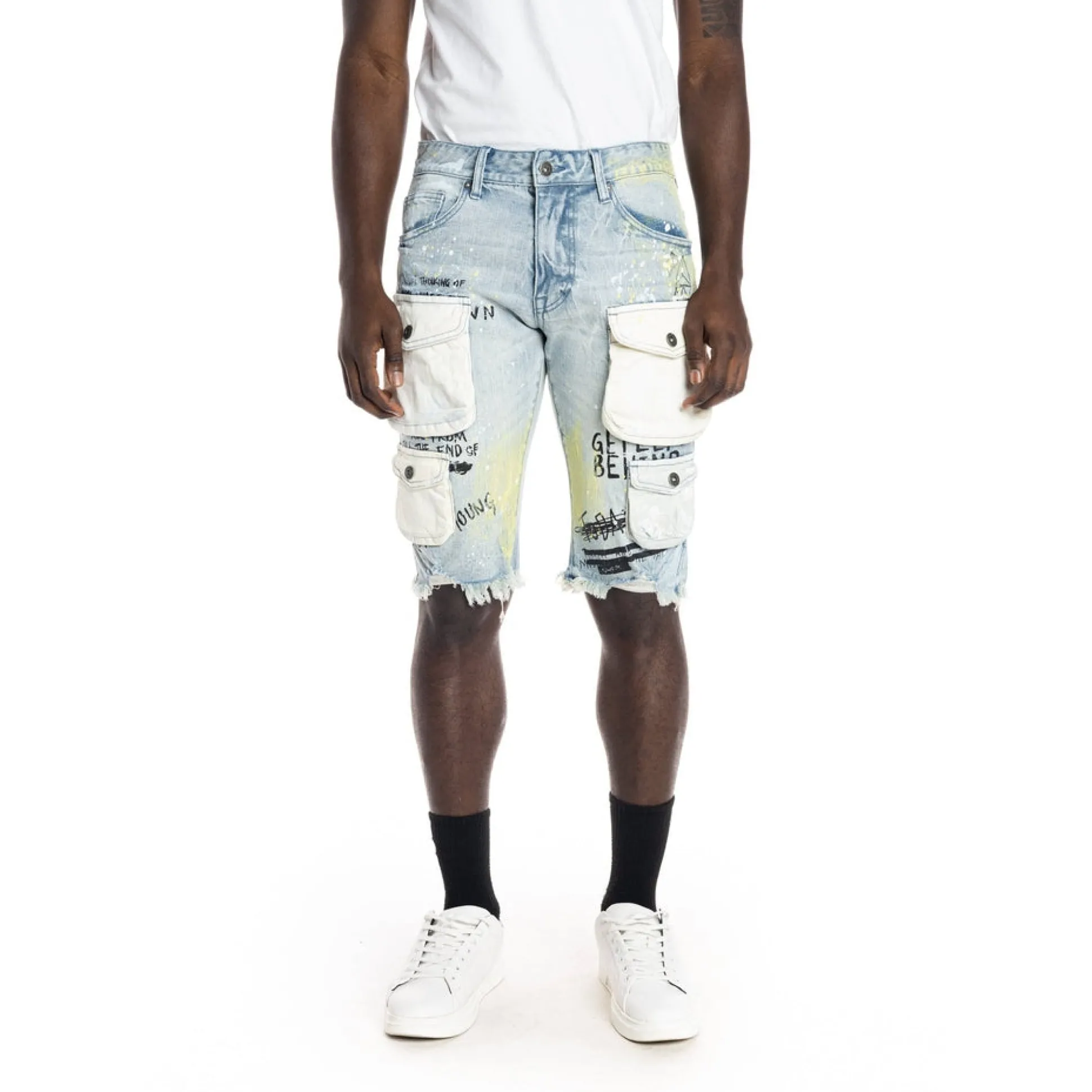 Colorblock Denim Short
