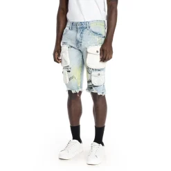 Colorblock Denim Short