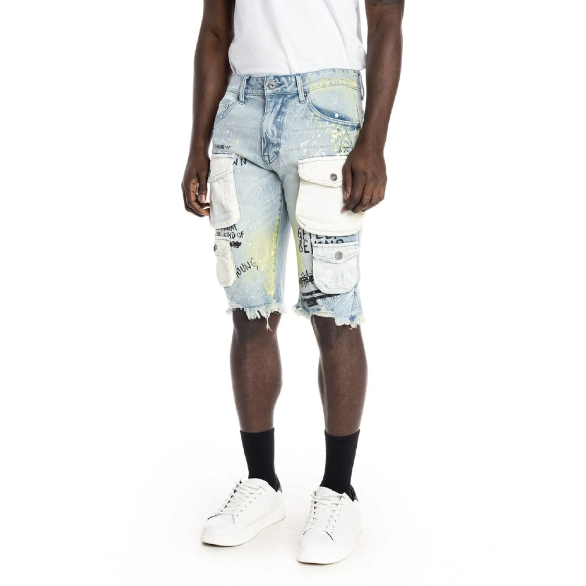Colorblock Denim Short