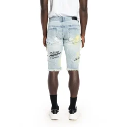 Colorblock Denim Short
