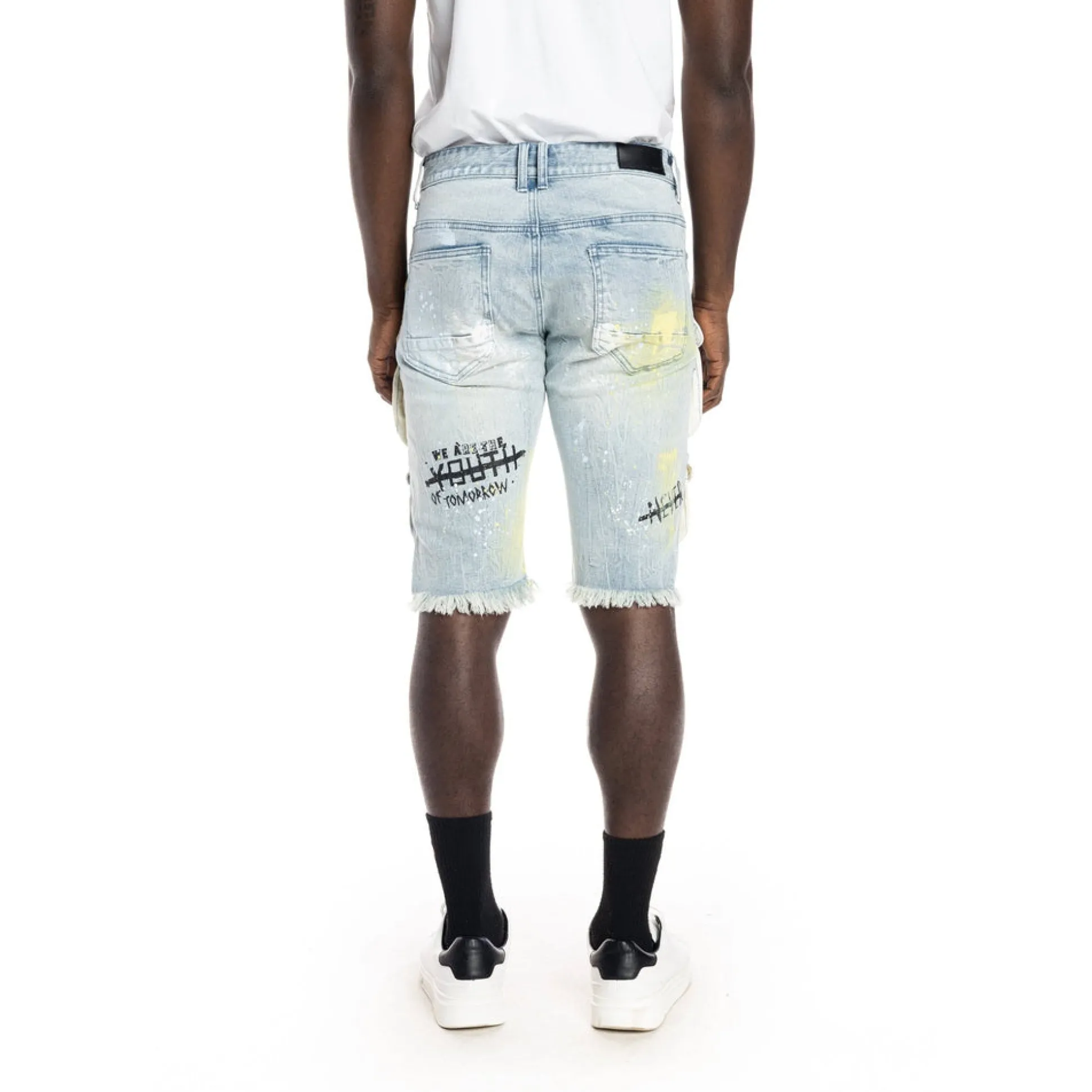 Colorblock Denim Short