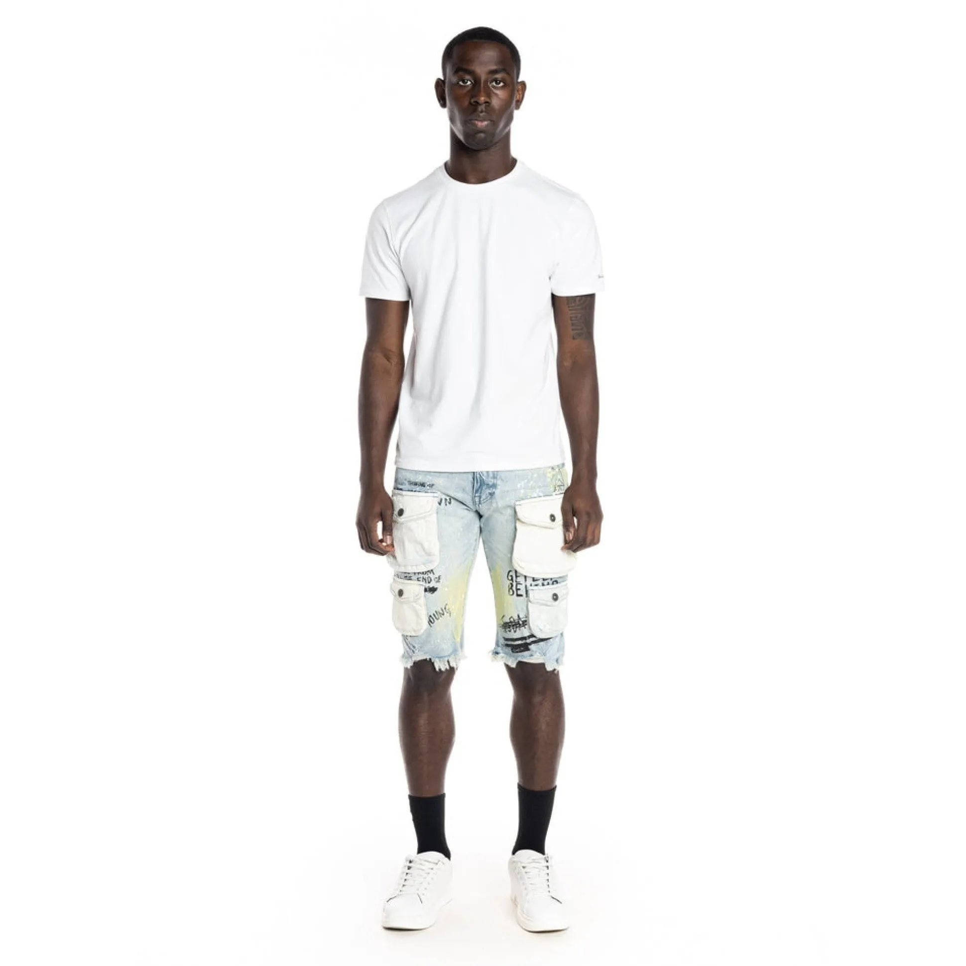 Colorblock Denim Short