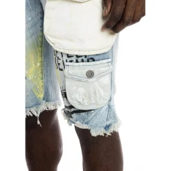 Colorblock Denim Short