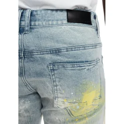 Colorblock Denim Short