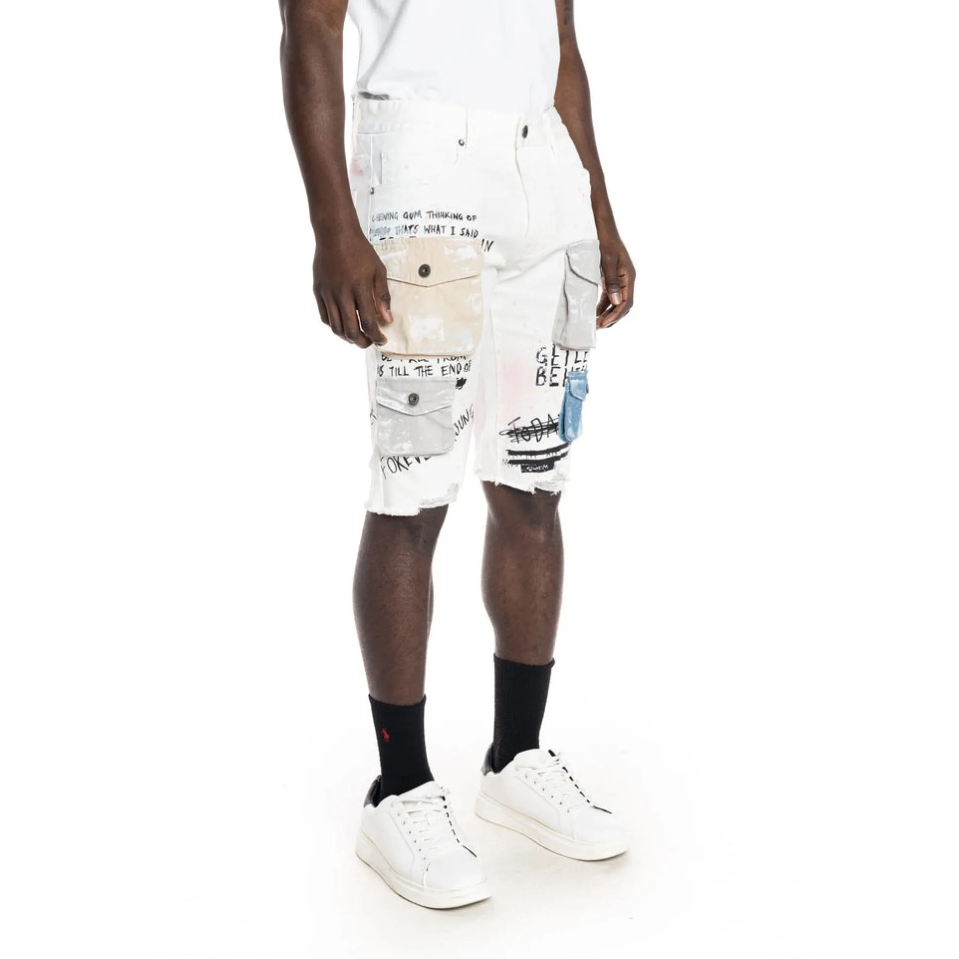 Colorblock Denim Short