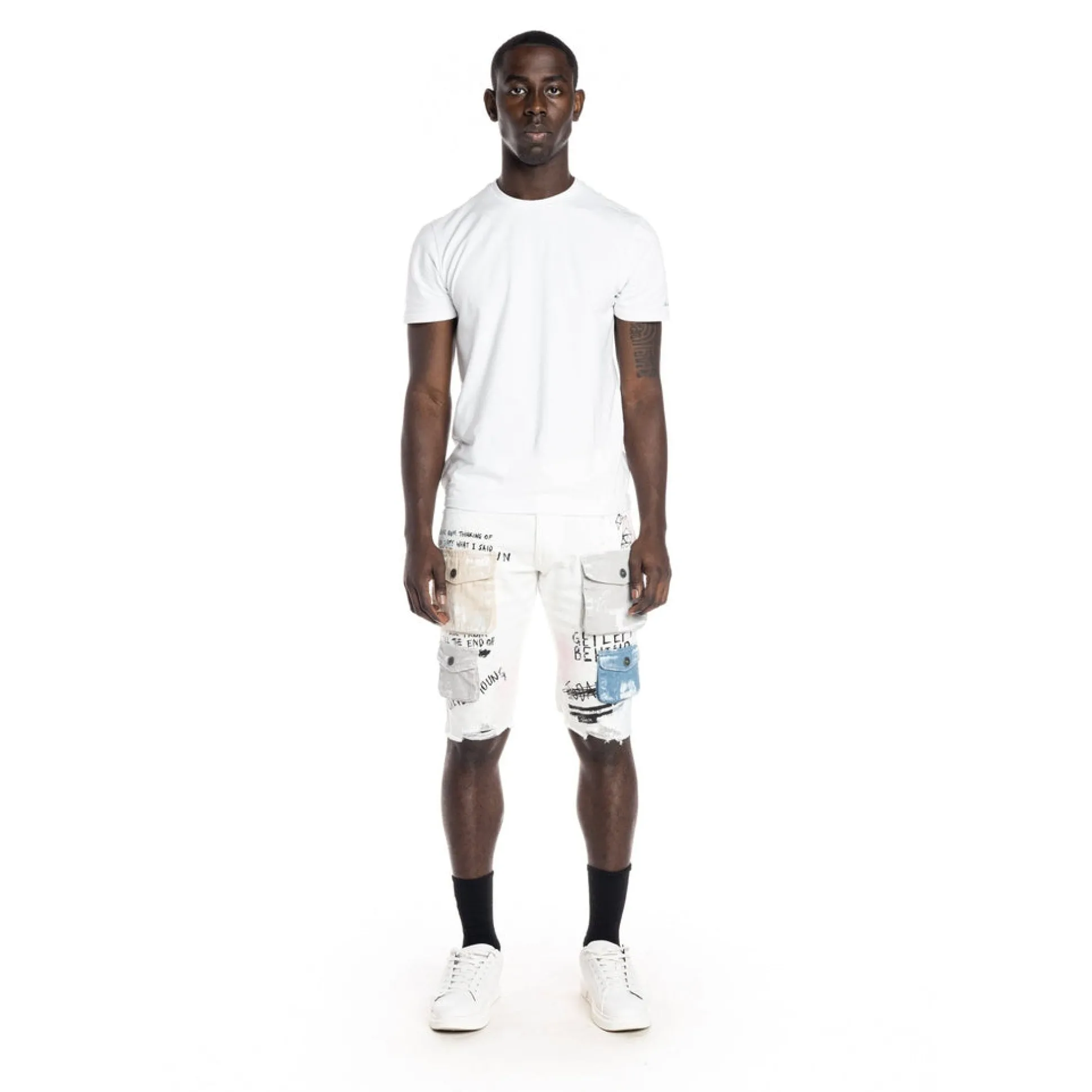 Colorblock Denim Short