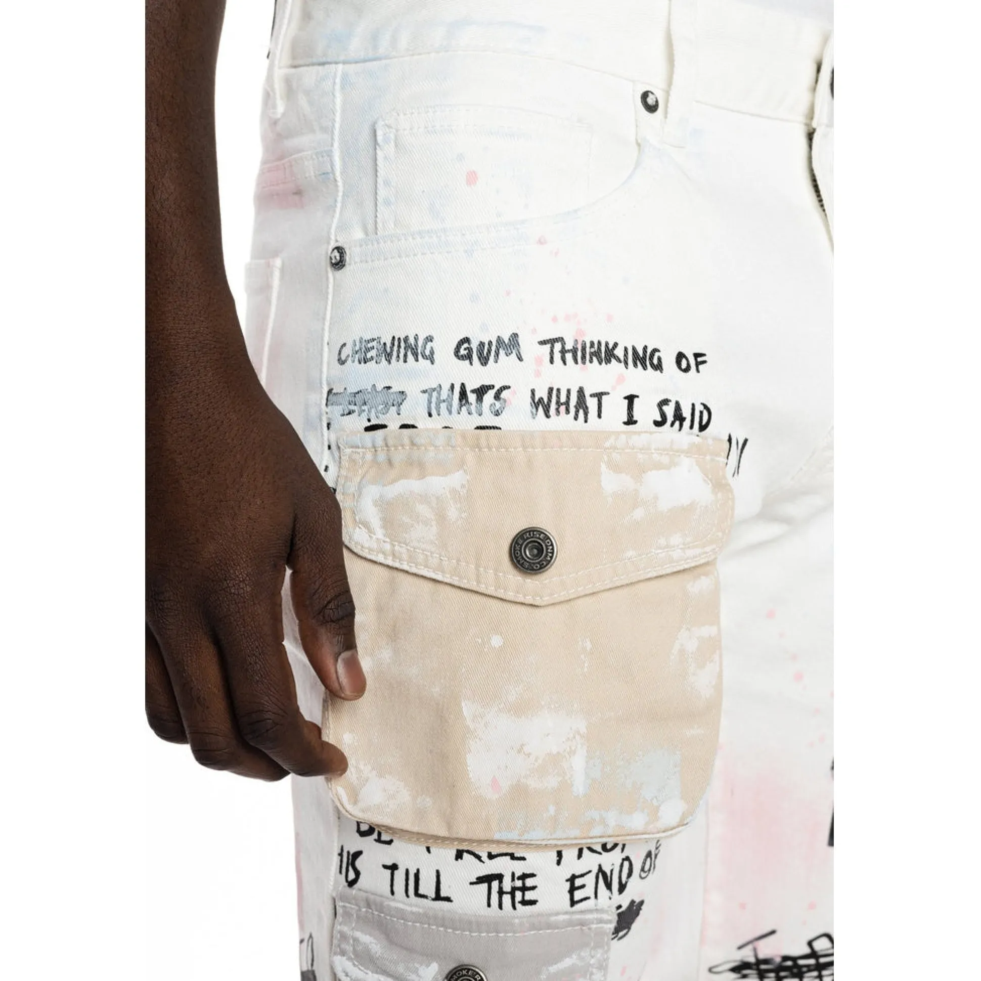 Colorblock Denim Short