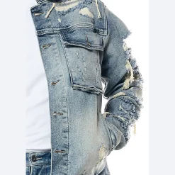 Distressed Rip & Repair Denim Jacket