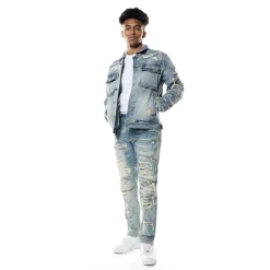 Distressed Rip & Repair Denim Jacket