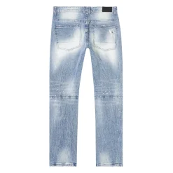 Distressed Rip & Repair Slim Tapered Denim Jeans