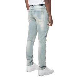Distressed Rip & Repair Slim Tapered Denim Jeans