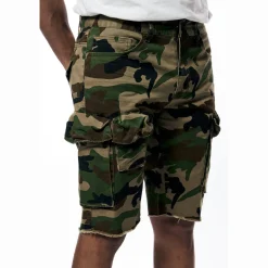 Garment Washed Twill Cargo Shorts