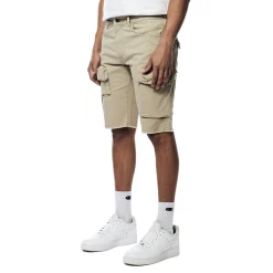 Garment Washed Twill Cargo Shorts