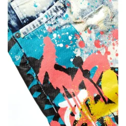 Graffiti Print Denim Shorts