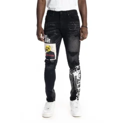Graphic Patched Fashion Jeans