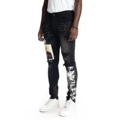 Graphic Patched Fashion Jeans