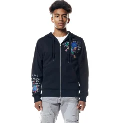 Graphic Zip Up Fleece Hoodie