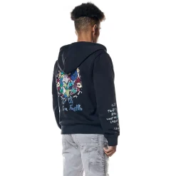 Graphic Zip Up Fleece Hoodie