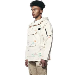 Hand Painted Utility Twill Anorak Jacket