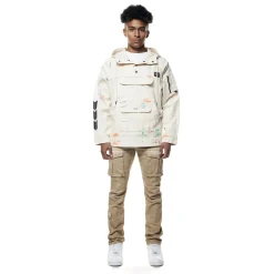 Hand Painted Utility Twill Anorak Jacket