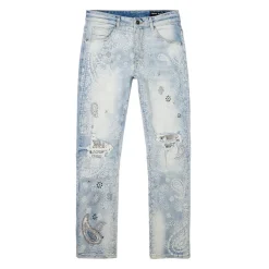 Laser Print Paisley Jeans