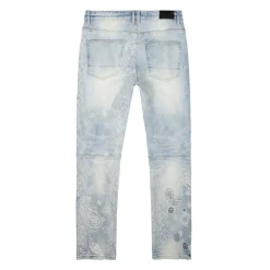 Laser Print Paisley Jeans