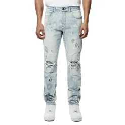 Laser Print Paisley Jeans