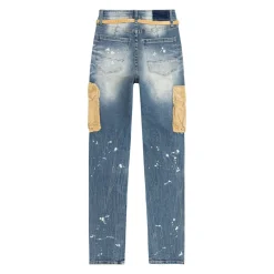 Mixed Media Cargo Fashion Denim Pants
