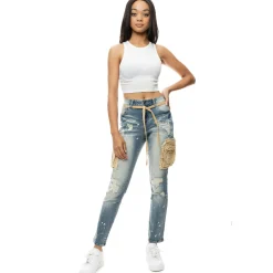 Mixed Media Cargo Fashion Denim Pants