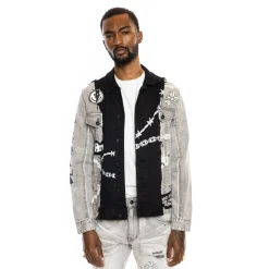 Mixed Media Fashion Denim Jacket