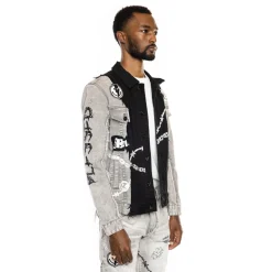 Mixed Media Fashion Denim Jacket