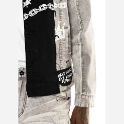 Mixed Media Fashion Denim Jacket