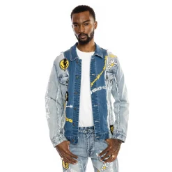 Mixed Media Fashion Denim Jacket