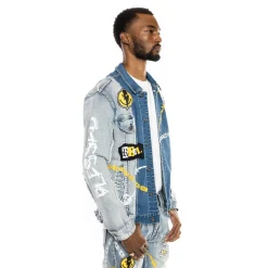 Mixed Media Fashion Denim Jacket