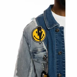 Mixed Media Fashion Denim Jacket