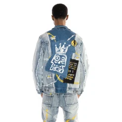 Mixed Media Fashion Denim Jacket